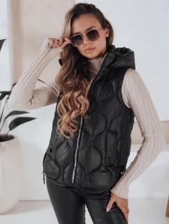 Dámská prošívaná vesta s kapucí MISSVEST černá FashionStreet TY5018