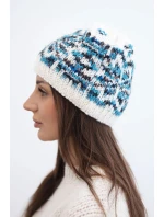 Dámská zimní vlněná čepice s norským vzorem K354 bílý+tyrkysový