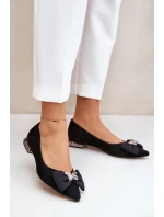 Elegantní Semišové Baleríny Dámské S Mašlí Laura Messi 2893 Černé