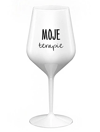MOJE TERAPIE - bílá nerozbitná sklenice na víno 470 ml