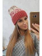 Dámská čepice Samara K346 červená+béžová Dámská čepice Samara K346 červená+béžová