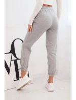 Dámské bavlněné kalhoty s gumou v pase šedé