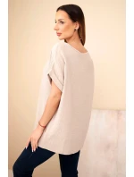 Hedvábná blůza s náhrdelníkem tmavě béžová