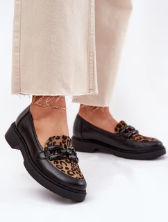 Kožené Mokasíny S Ozdobou A Panterou Černé Laura Messi 2965