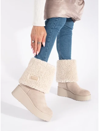 Originální dámské kotníčkové boty hnědé na klínku Originální dámské kotníčkové boty hnědé na klínku