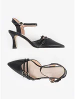 Pěkné  lodičky černé dámské na jehlovém podpatku