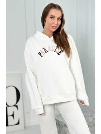 Bavlněná souprava s vyšívaným nápisem Paradise ecru