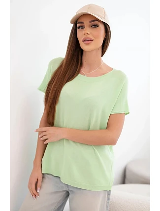 Dámská viskózová oversize halenka s krátkým rukávem a kulatým výstřihem jablková Dámská viskózová oversize halenka s krátkým rukávem a kulatým výstřihem jablková