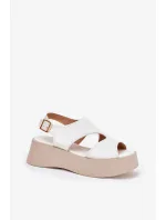 Dámské sandály na platformě 5227 Ecru s béžovou - Ideal shoes