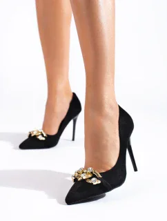 Pěkné lodičky dámské černé na jehlovém podpatku