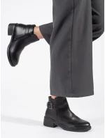Výborné dámské černé kotníčkové boty na širokém podpatku Výborné dámské černé kotníčkové boty na širokém podpatku