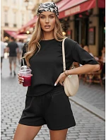 Dámský letní pruhovaný komplet Polský výrobek černý FashionStreet AY1162