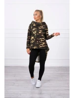 Mikina moro s dlouhými zády khaki+hnědá Mikina moro s dlouhými zády khaki+hnědá