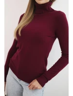 Dámský svetr z viskózy s rolákem a dlouhým rukávem bordový Dámský svetr z viskózy s rolákem a dlouhým rukávem bordový