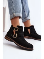 Dámské boty na ploché podrážce s pásky černé Melviana