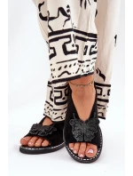 Dámské sandály na plochém podpatku s ozdobou černé Setorina