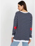 Dámská mikina LO BL LK 236 .27X bílá a tmavě modrá - FPrice Dámská mikina LO BL LK 236 .27X bílá a tmavě modrá - FPrice