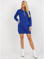 Základní kobaltově modré mini mikinové šaty z bavlny