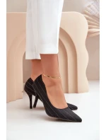 Dámské Látkové Lodičky s Pruhy Černé Tifidra