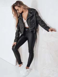 Trubkové kalhoty z ekokůže černé FashionStreet UY2764