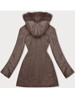 Oboustranná dámská prošívaná bunda - kožíšek v barvě coffee (H-897-89)