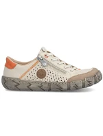 Béžová kožená prolamovaná dámská polobotka Rieker L0355-61