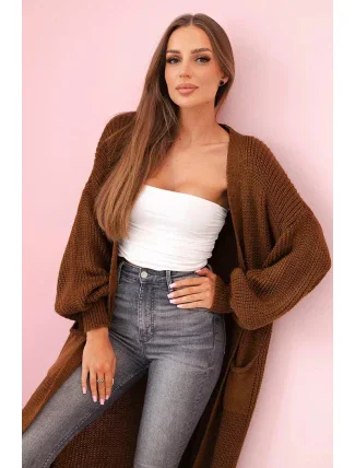 Svetr dlouhý kardigan světle hnědá