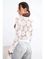 Dámský letní krajkový svetr s knoflíky a dlouhým rukávem černý Dámský letní krajkový svetr s knoflíky a dlouhým rukávem černý