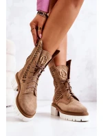Pracovní kožené vysoké boty Nicole svetlě hnědá 2706