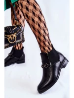 Kožené dámské ploché boty černé Elin