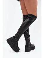 Dámské Kozačky Nad Kolena Na Platformě A S Jemným Klínem Černé Lydira Dámské Kozačky Nad Kolena Na Platformě A S Jemným Klínem Černé Lydira