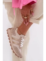 Kožené dámské tenisky na platformě S.Barski LR61-7096 Béžové