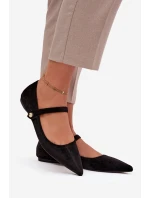 Dámské sametové baleríny s páskem a zlatým detailem Gisanne – černé