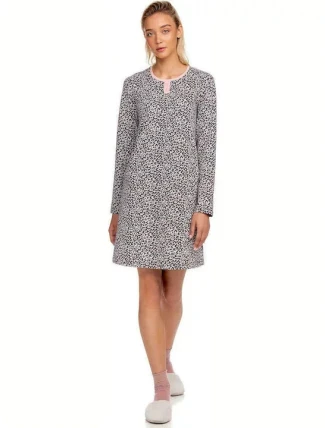 Dámská noční košile 15444 - 271 šedá/růžová se vzorem - Vamp