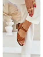 Kožené Sandály Na Jemném Podpatku Hnědé Zazoo 40372