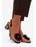 Sandály na podpatku s ozdobou D&A MR52-238 Černé