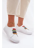 Kožené dámské polobotky Vinceza 95376 Bílé