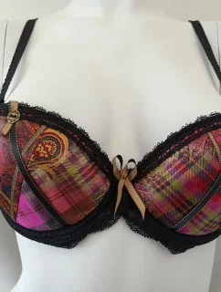 Vyztužená podprsenka s kosticí Flamenco černo-růžová - Hamana