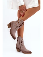 Kožené boty s výstřihy Maciejka 06412-04 Beige