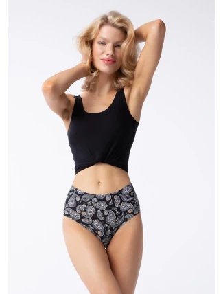 Dámské kalhotky Paisley Simple Brasil Maxi černé se vzorem - Julimex Dámské kalhotky Paisley Simple Brasil Maxi černé se vzorem - Julimex