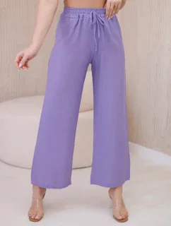 Viskózové kalhoty se širokými nohavicemi fialka