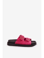 Dámské Pantofle Na Platformě S Přezkami Fuchsie Simbes