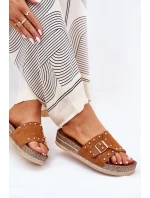 Dámské Pantofle Na Platformě S Přezkou A Hřebíky Camel Nusithia