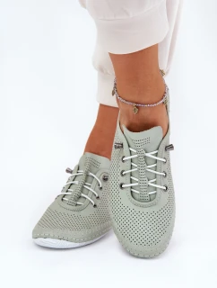 Dámské Kožené Polobotky Z Přírodní Kůže Artiker 54C0833 Světle Zelené