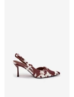 Dámské lodičky s odkrytou patou a pásky Ravira – bílo-hnědé Dámské lodičky s odkrytou patou a pásky Ravira – bílo-hnědé