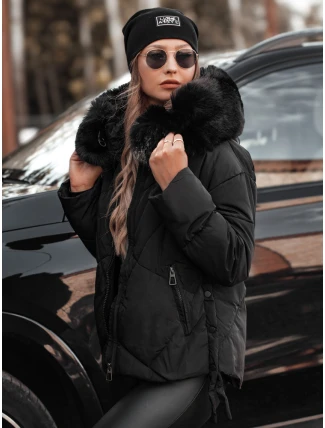 MODIVA prošívaná dámská zimní bunda s kapucí černá FashionStreet TY4726