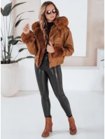 Dámská kožená bunda s kožešinou hnědá FashionStreet TY5129