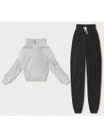 Světle šedý dámský teplákový komplet typu "wafel" (AMG-339A) Světle šedý dámský teplákový komplet typu "wafel" (AMG-339A)