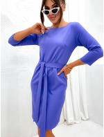 Klasické fialové šaty s páskem pro zavazování (701)