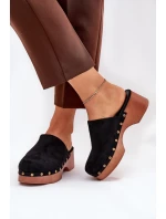 Chodaky Klapky Dámské S Hroty Eko Semišové Černé Ellason